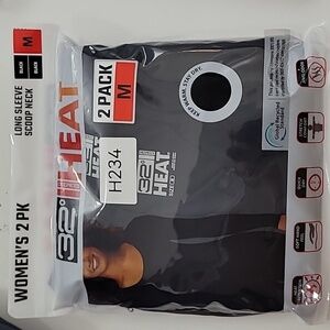 NEW 32 Degrees Heat Based Layer Women's 2 Black Long Sleeve Scoop Neck Tops M